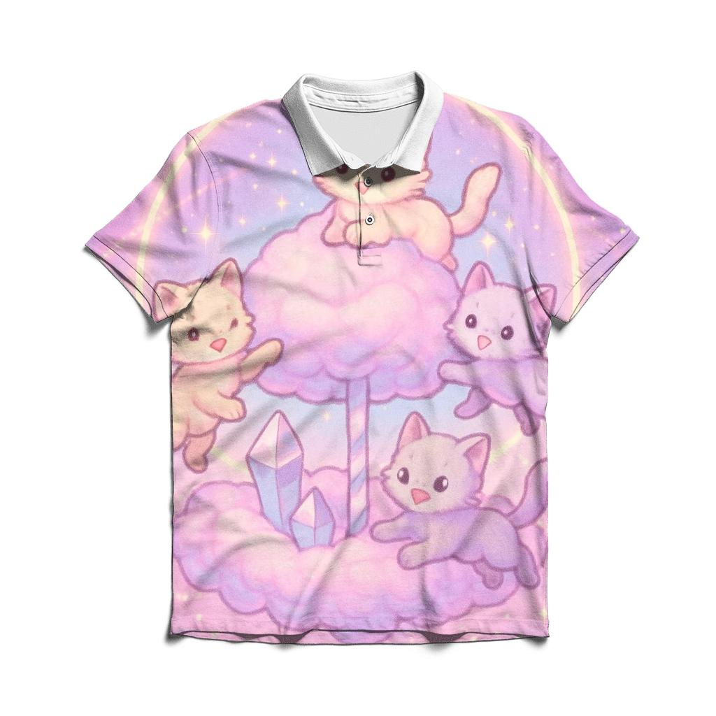 Candy Cloud Carousel Cats personalized polo shirts