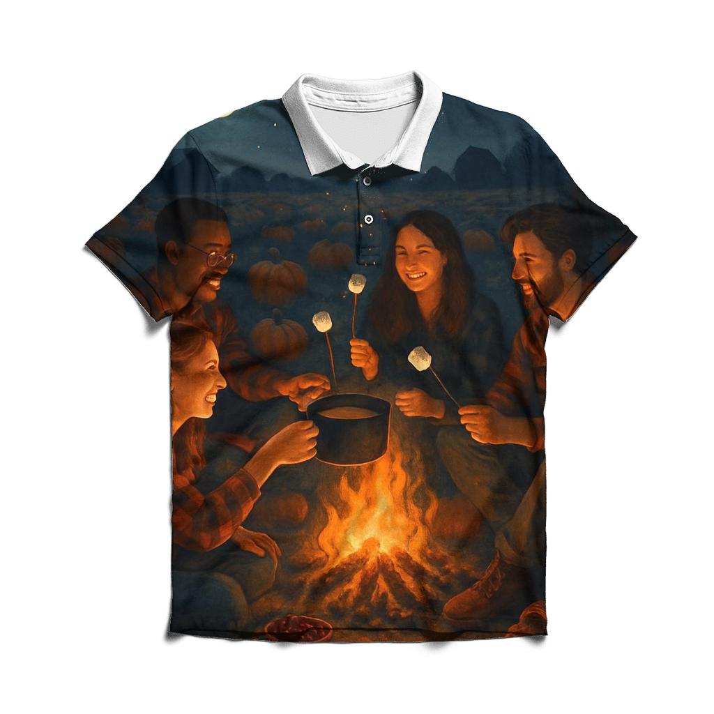 Pumpkin Patch Campfire Gratitude premium cotton polo shirts