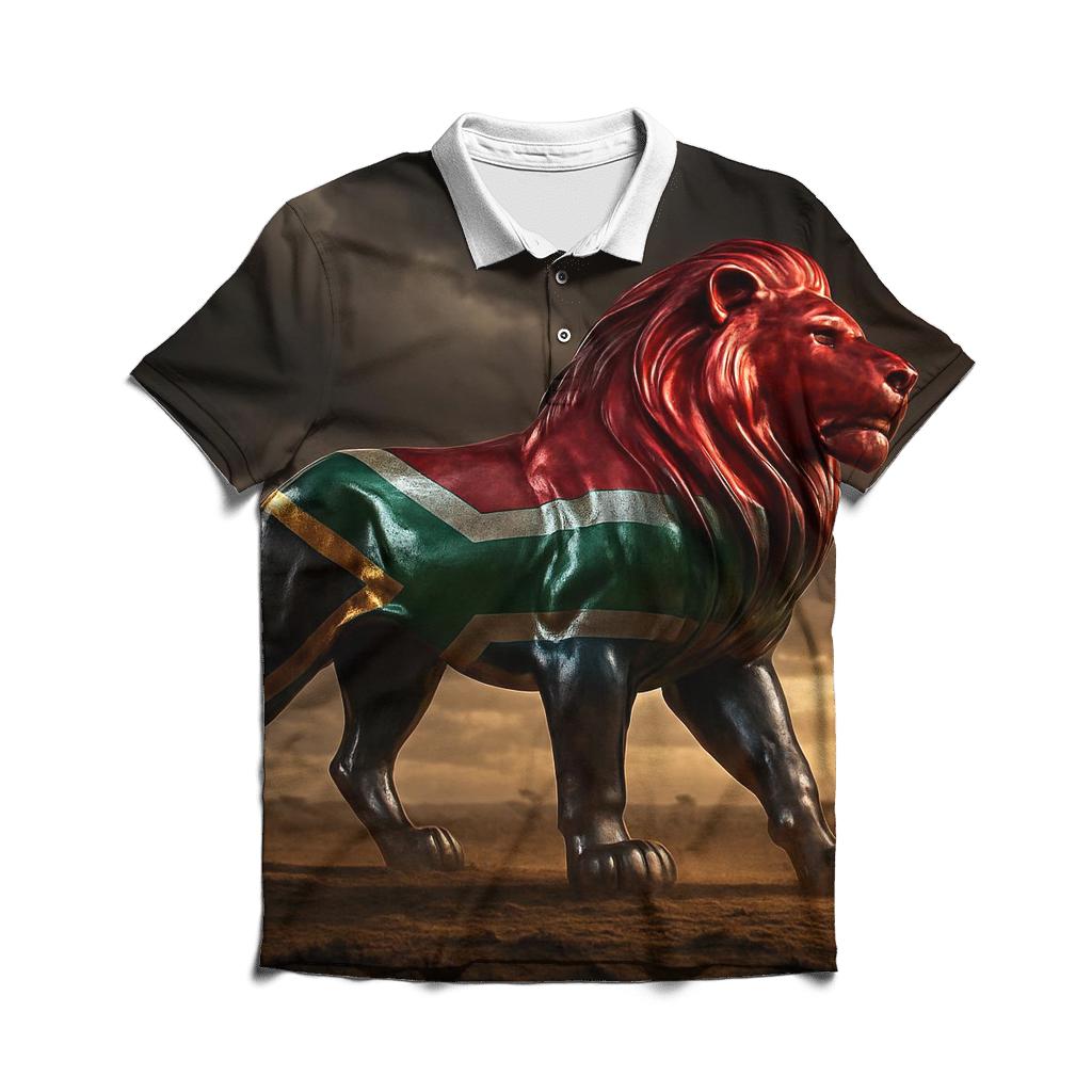 SouthAfricaSavannaLionSilhouette casual sports polo shirts