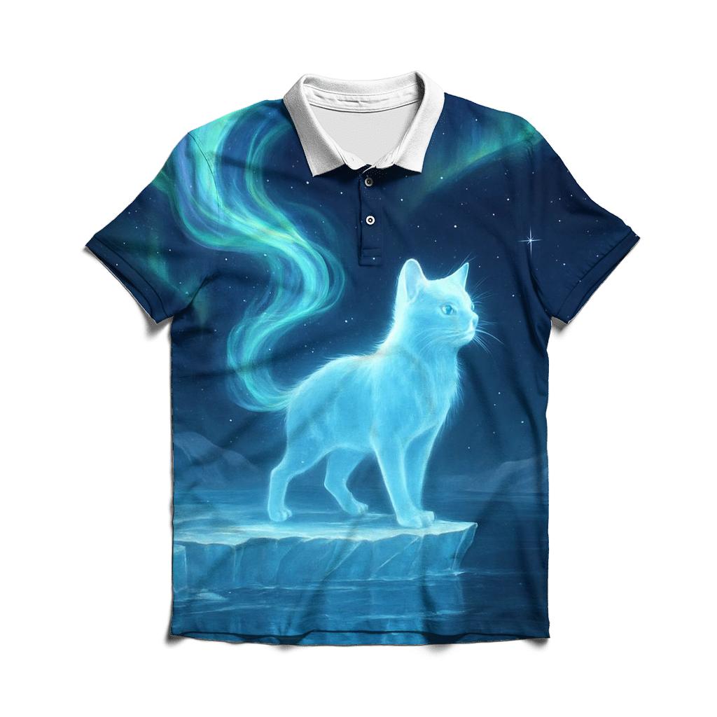 Aurora Glacier Spirit Cat personalized polo shirts