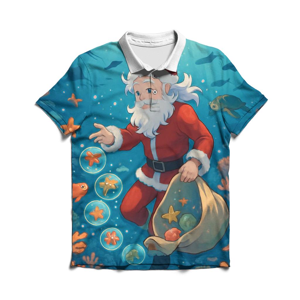 Undersea Coral Reef Santa stylish collar polo tees