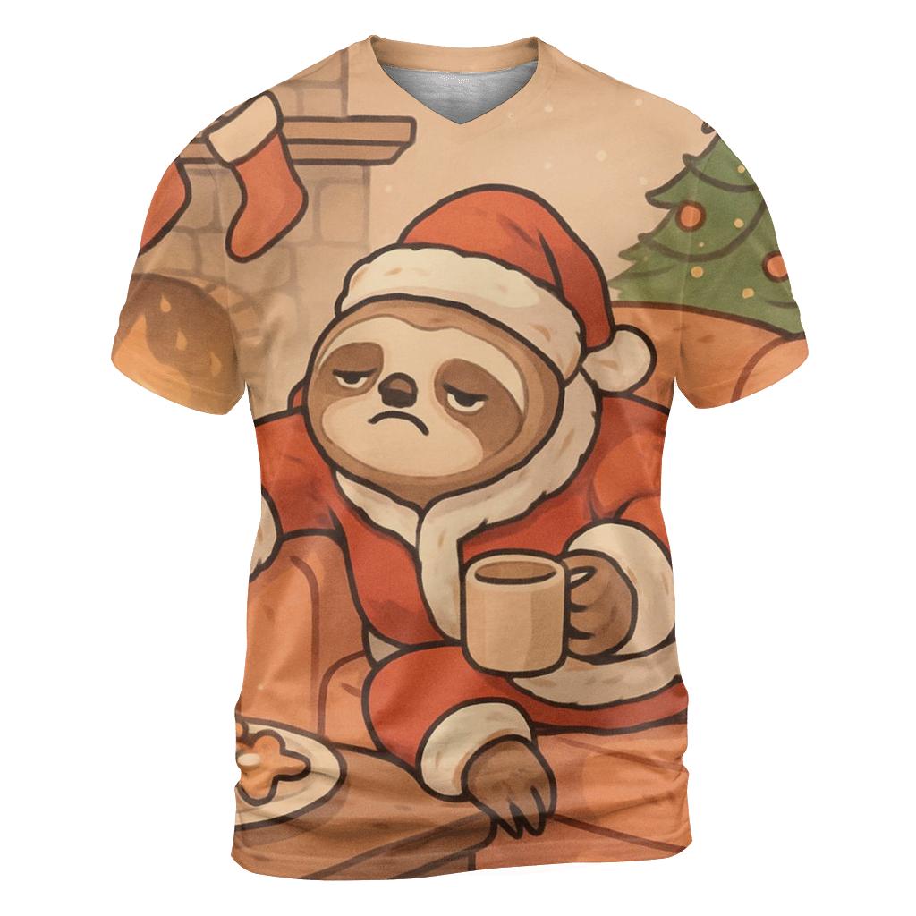 Santa Sloth Couch Hibernation designer pattern shirts