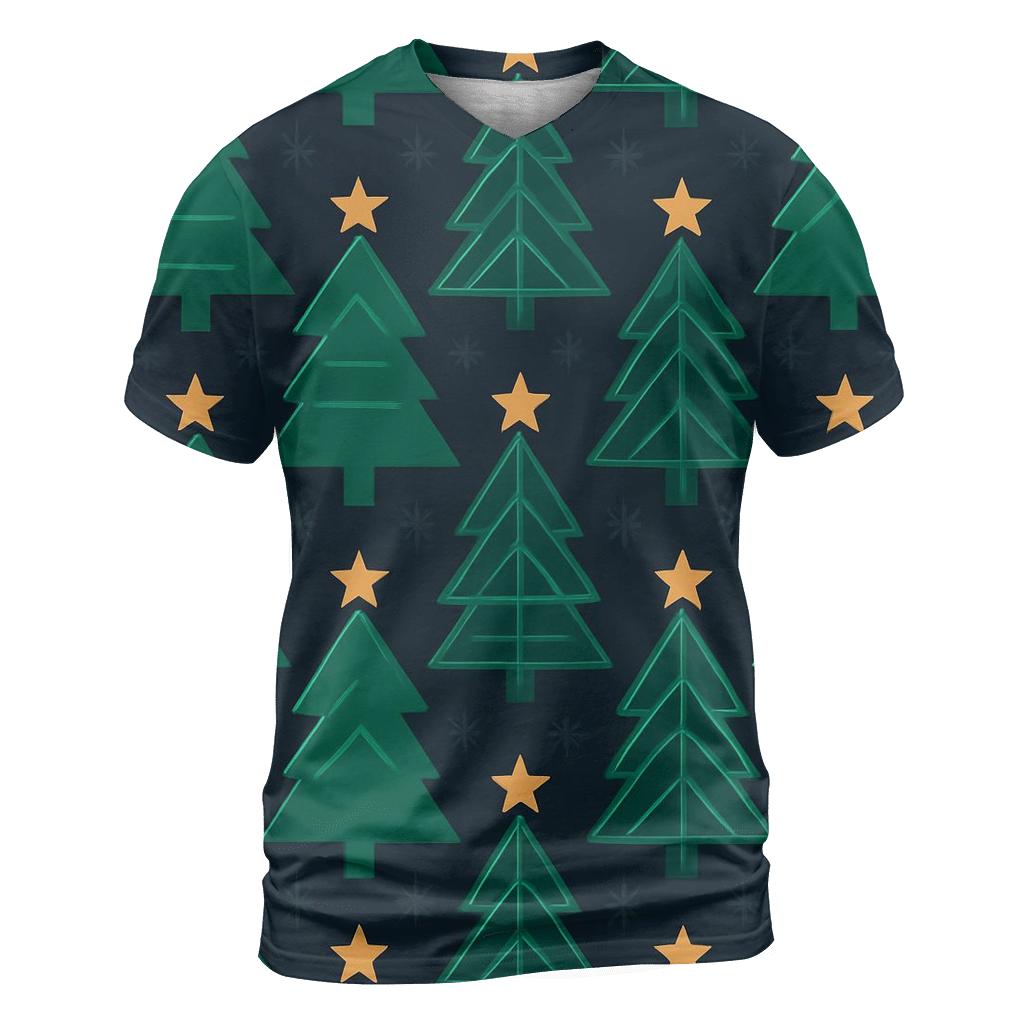 Emerald Christmas Tree Tessellation On Midnight Sky personalized full print shirts