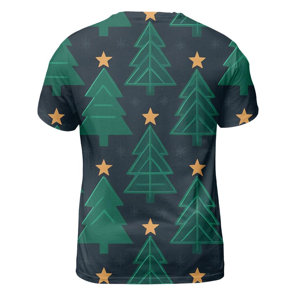 Emerald Christmas Tree Tessellation On Midnight Sky personalized full print shirts