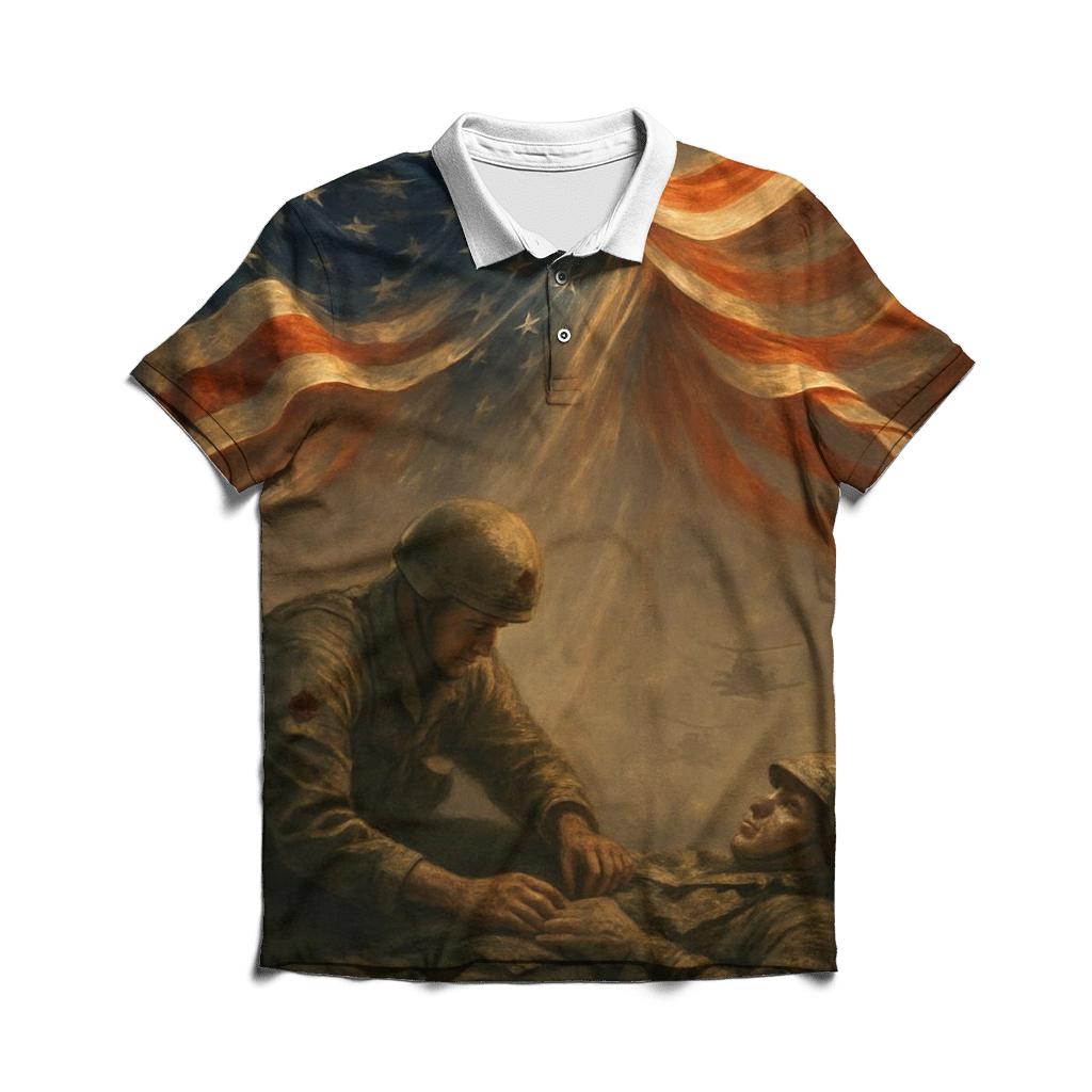 Guardian Angel Of The Battlefield custom polo shirts