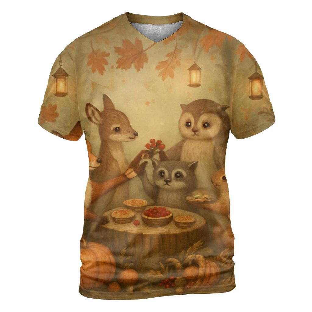 Forest Friends Harvest Circle designer pattern shirts
