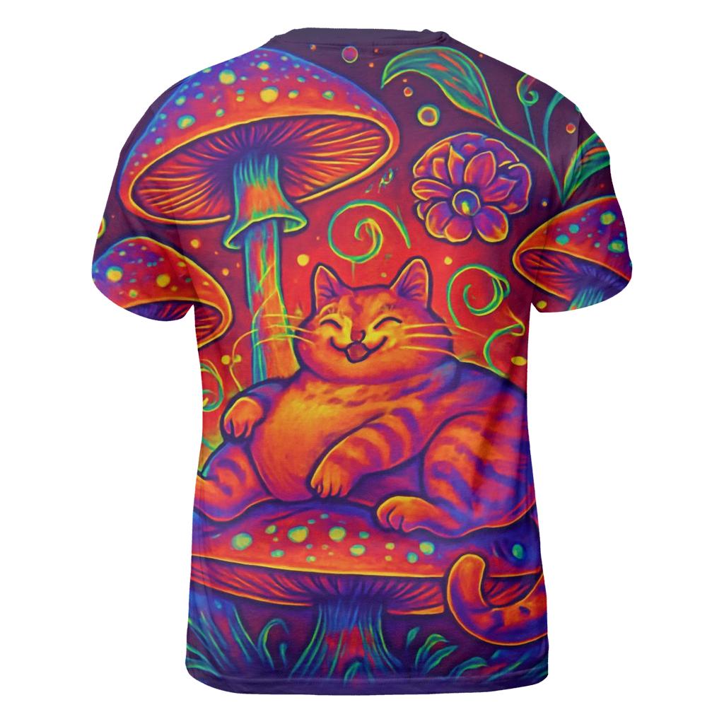 Psychedelic Mushroom Grove Cat trendy printed shirt styles