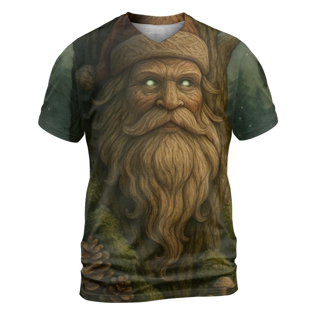 Forest Guardian Woodcarved Santa statement graphic shirts