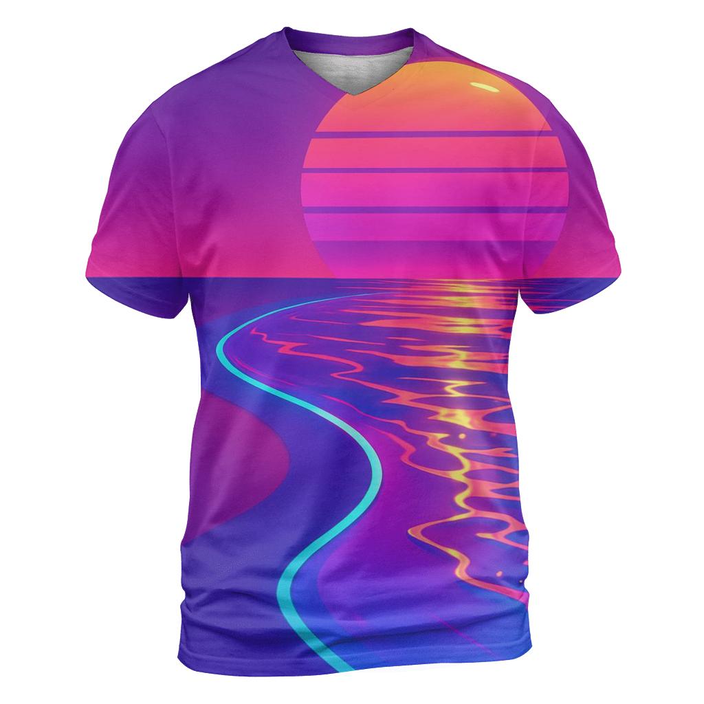 Tidal Neon Reverie artistic all-over print tops