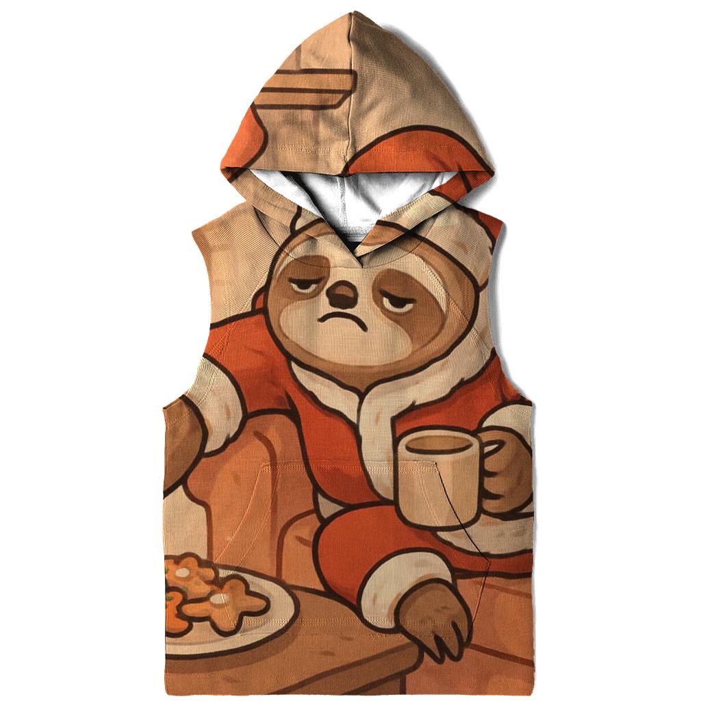 Santa Sloth Couch Hibernation graphic hoodies