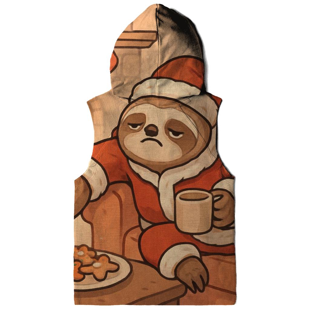 Santa Sloth Couch Hibernation graphic hoodies