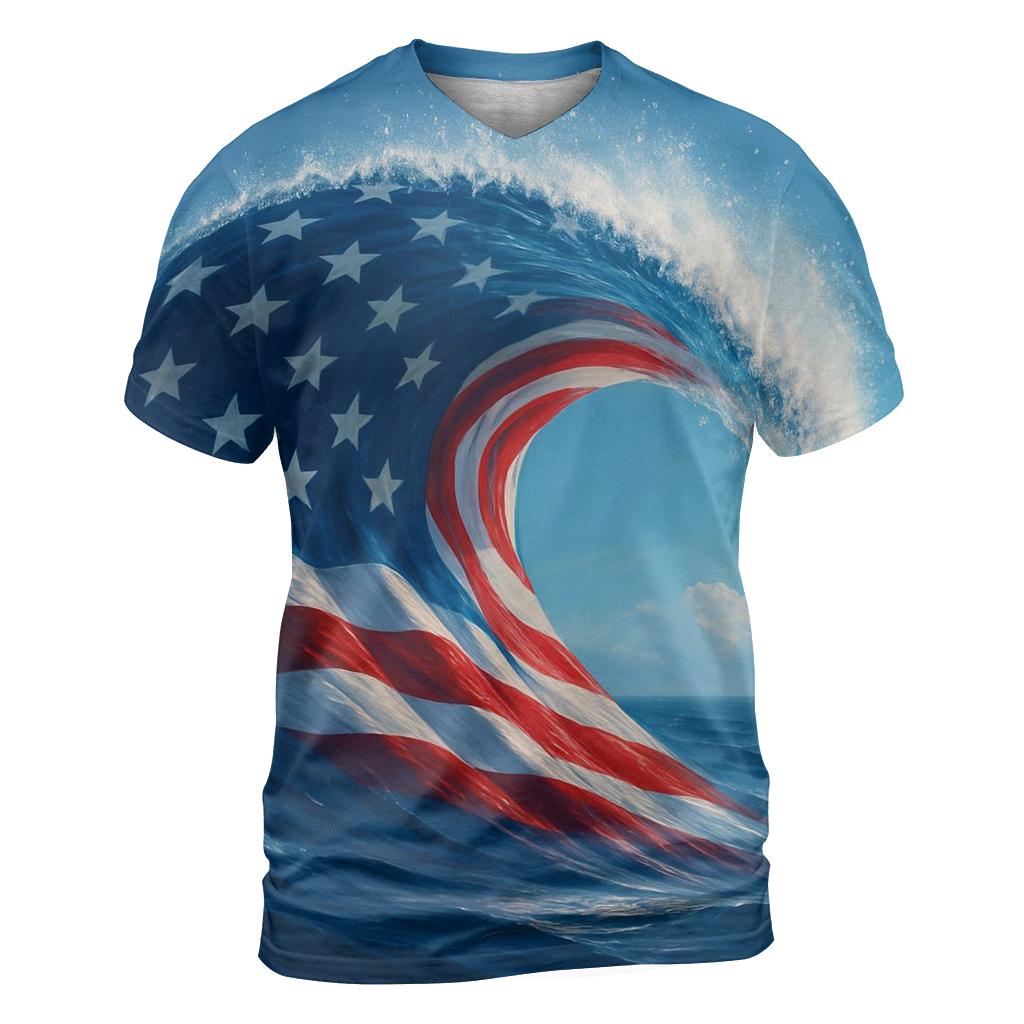 Ocean Wave Ribbon Flag custom all-over print shirts