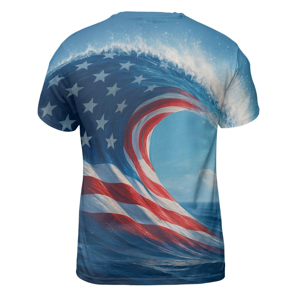 Ocean Wave Ribbon Flag custom all-over print shirts