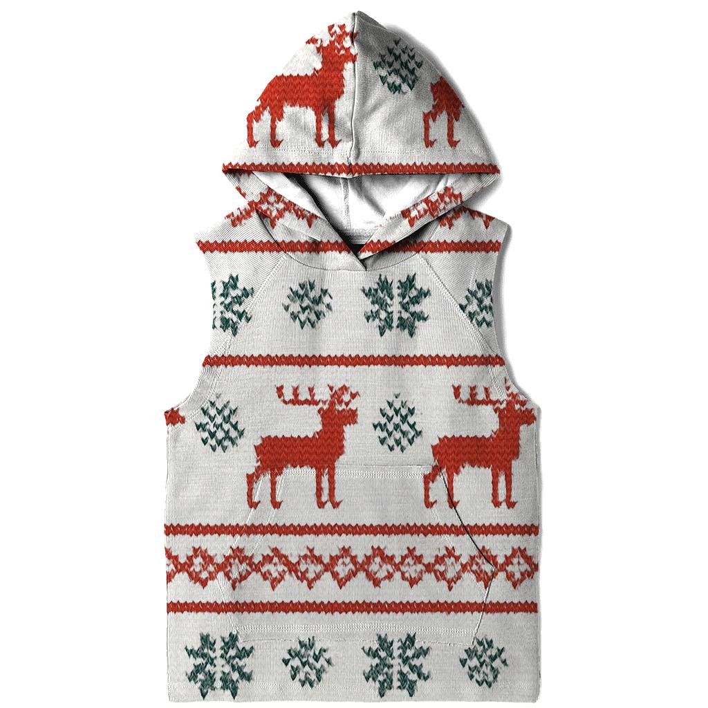 Nordic Reindeer Stripe On Snowfield White pullover hoodies