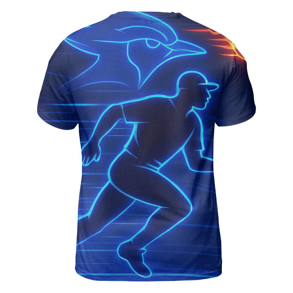 Electric Outfield Chase With Blue Jays Grace statement graphic shirts