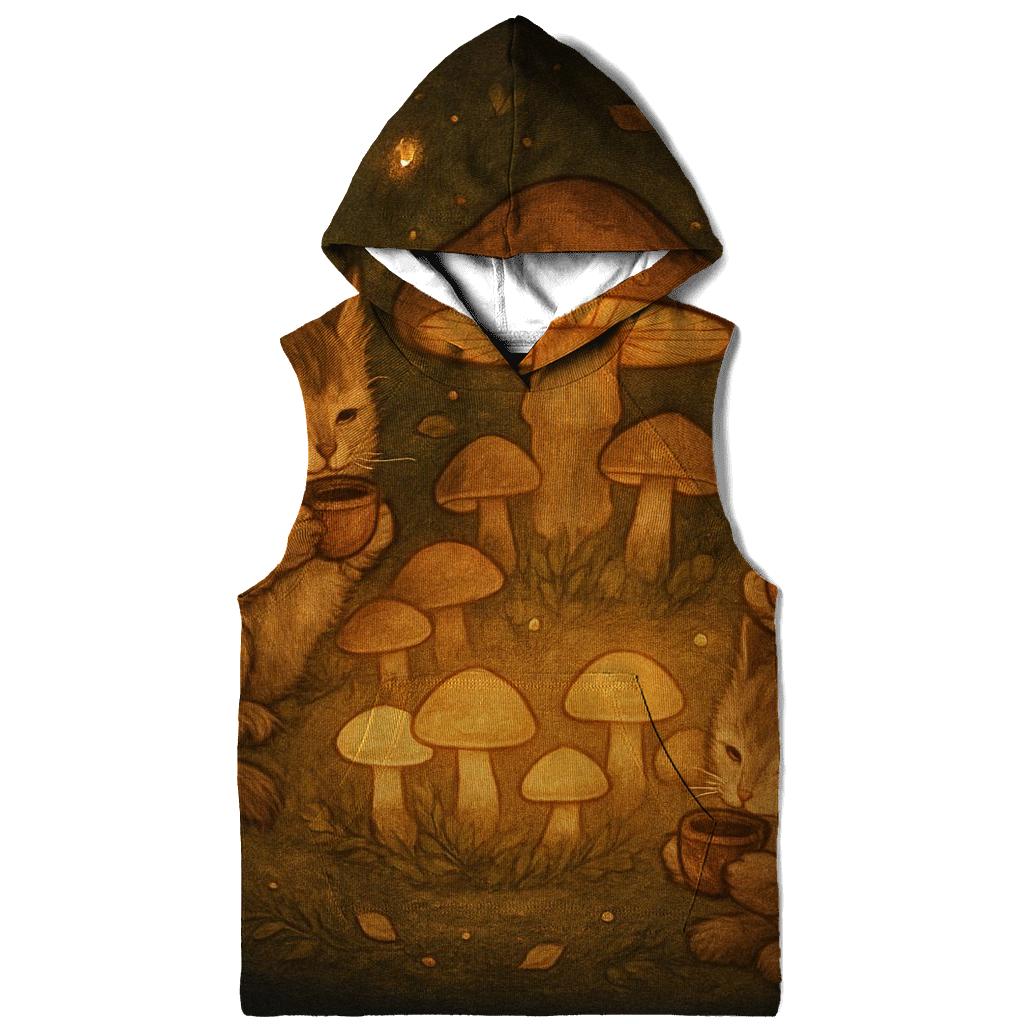 Forest Mushroom Tea Party Cats zip-up hoodies