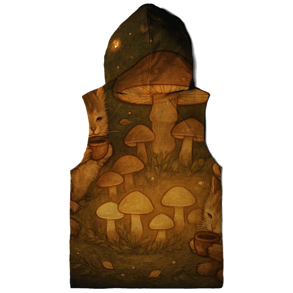 Forest Mushroom Tea Party Cats zip-up hoodies