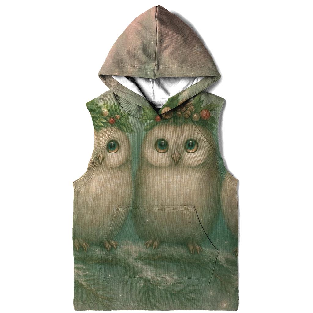 Starlight Forest Christmas Owls designer hoodies