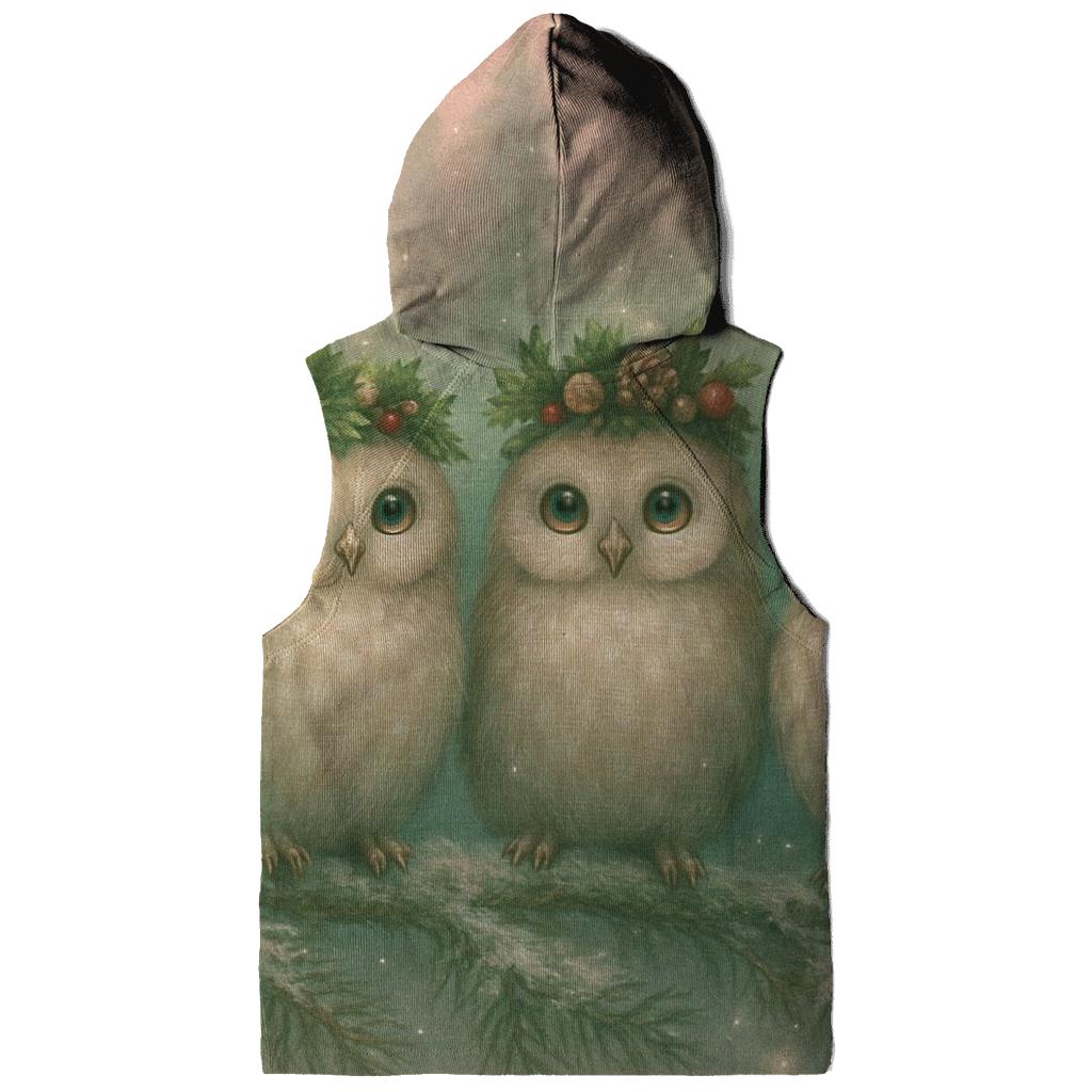 Starlight Forest Christmas Owls designer hoodies