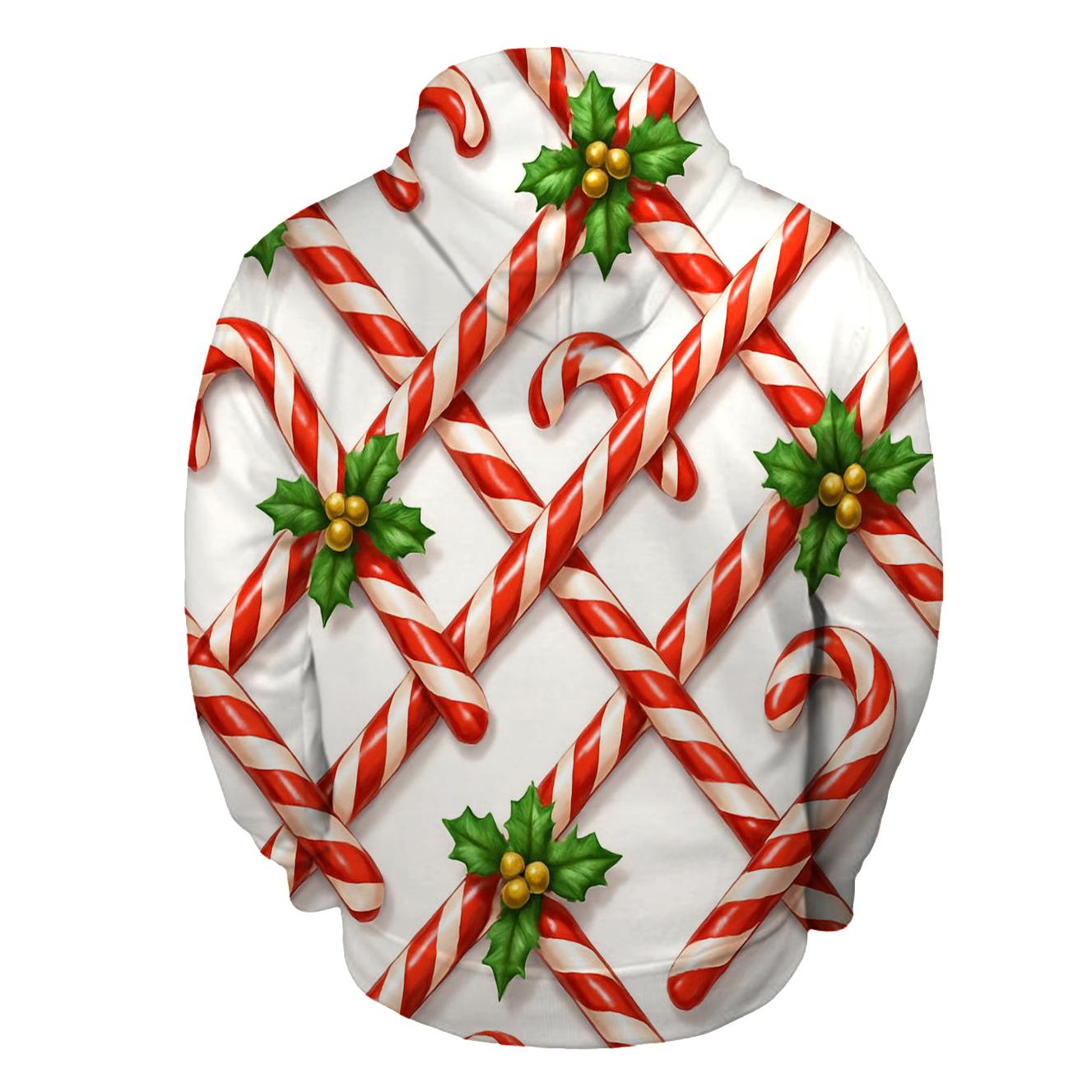 Crimson Candy Cane Lattice On Snow White hoodies fashion