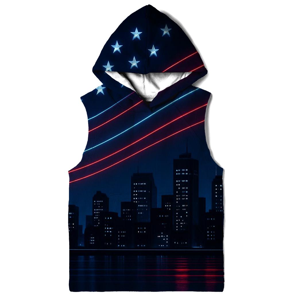 Neon Skyline Star Trails printed hoodies