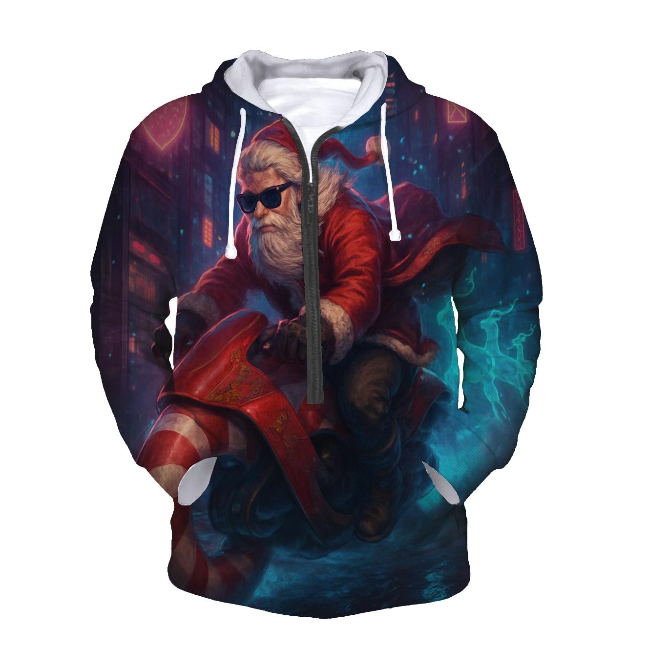 Neon Alley Santa Rider hoodie styles