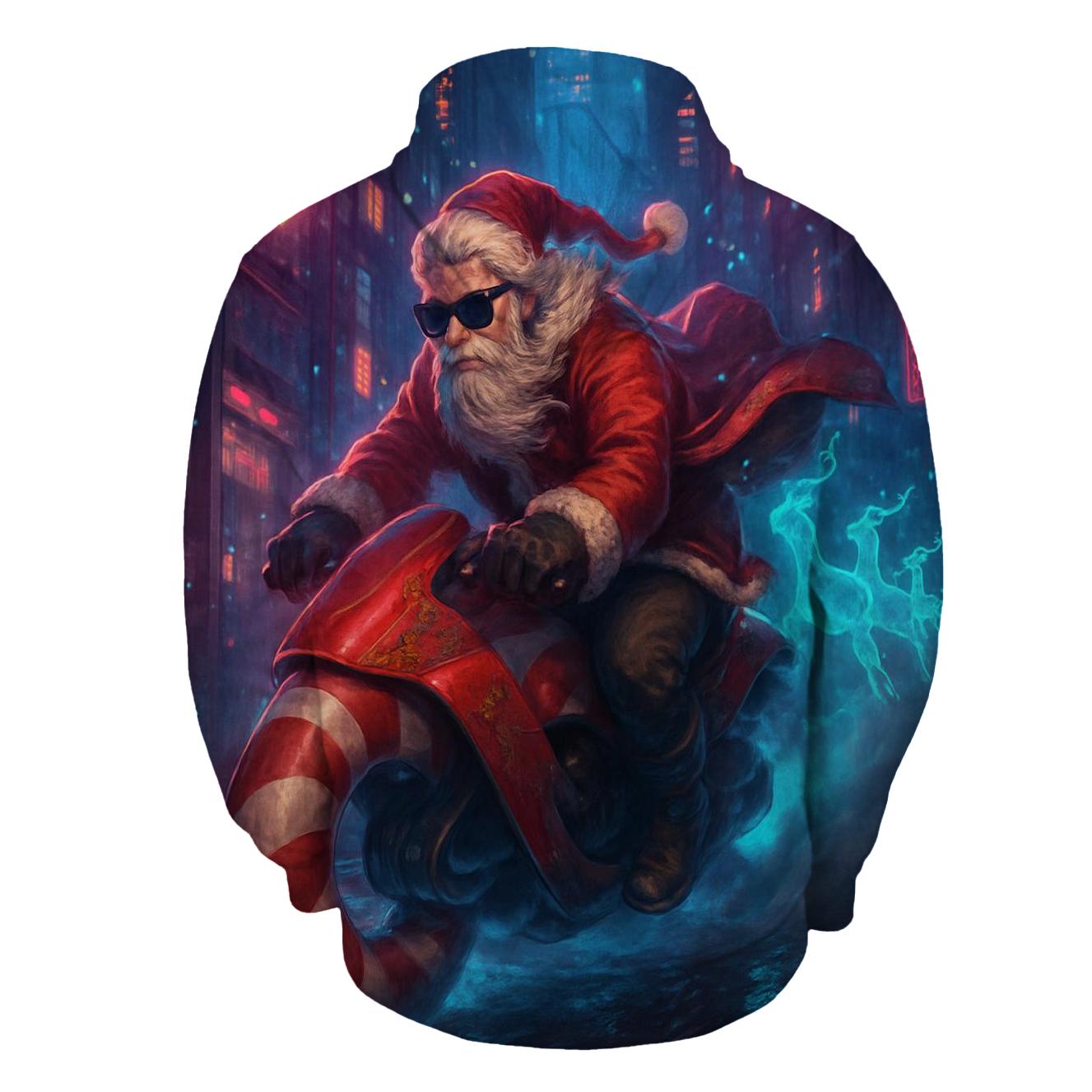 Neon Alley Santa Rider hoodie styles
