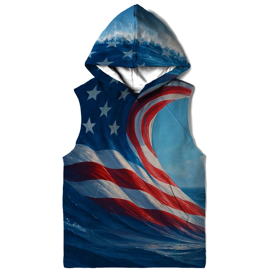 Ocean Wave Ribbon Flag graphic hoodies