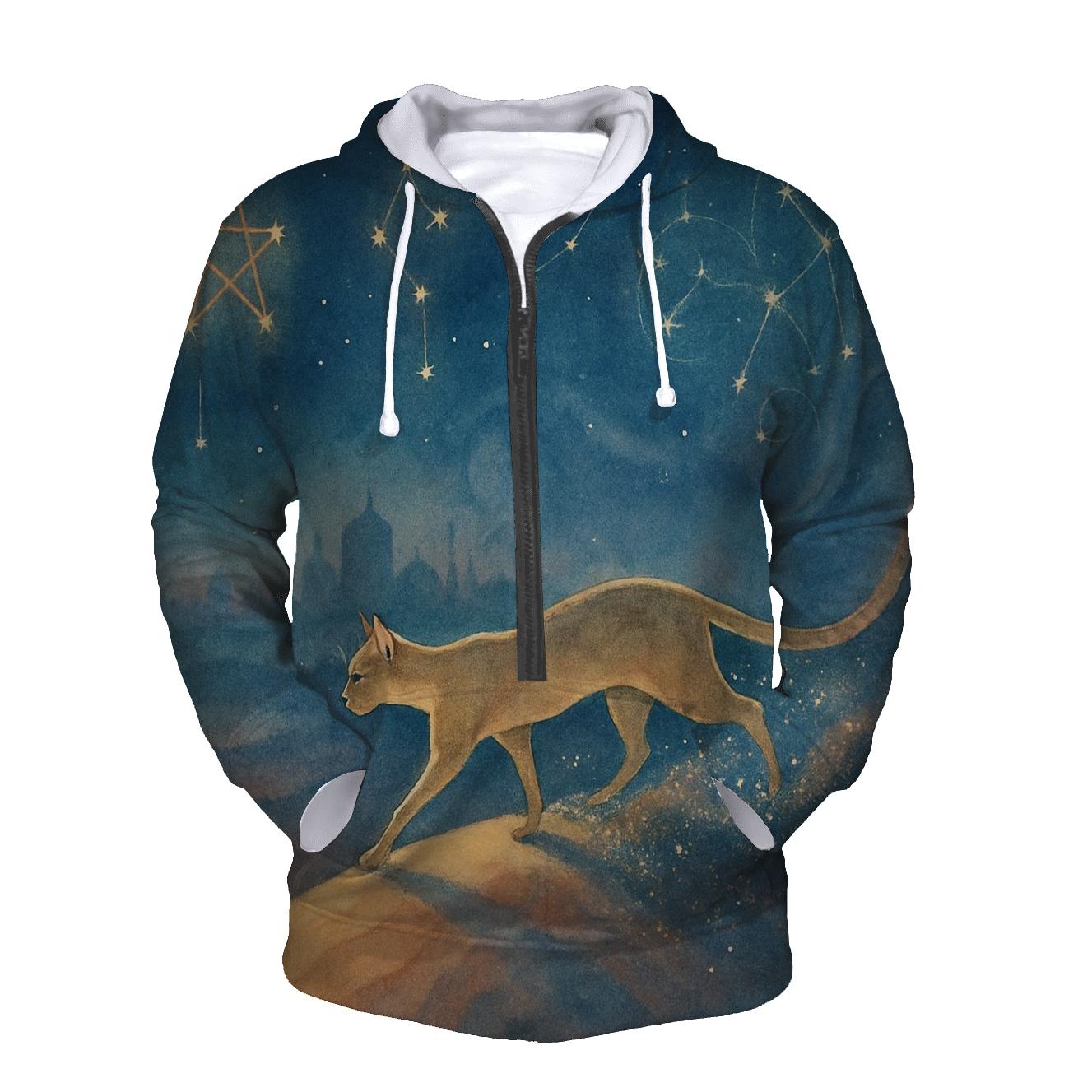 Starlit Desert Mirage Cat zip-up hoodies