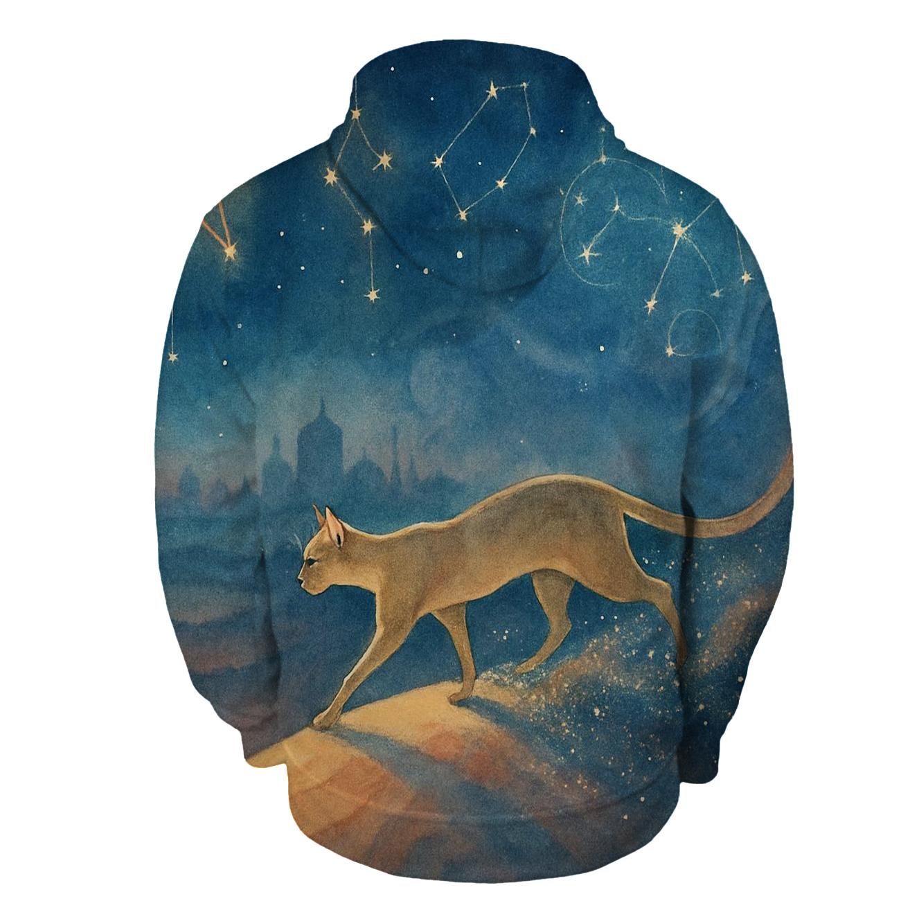 Starlit Desert Mirage Cat zip-up hoodies