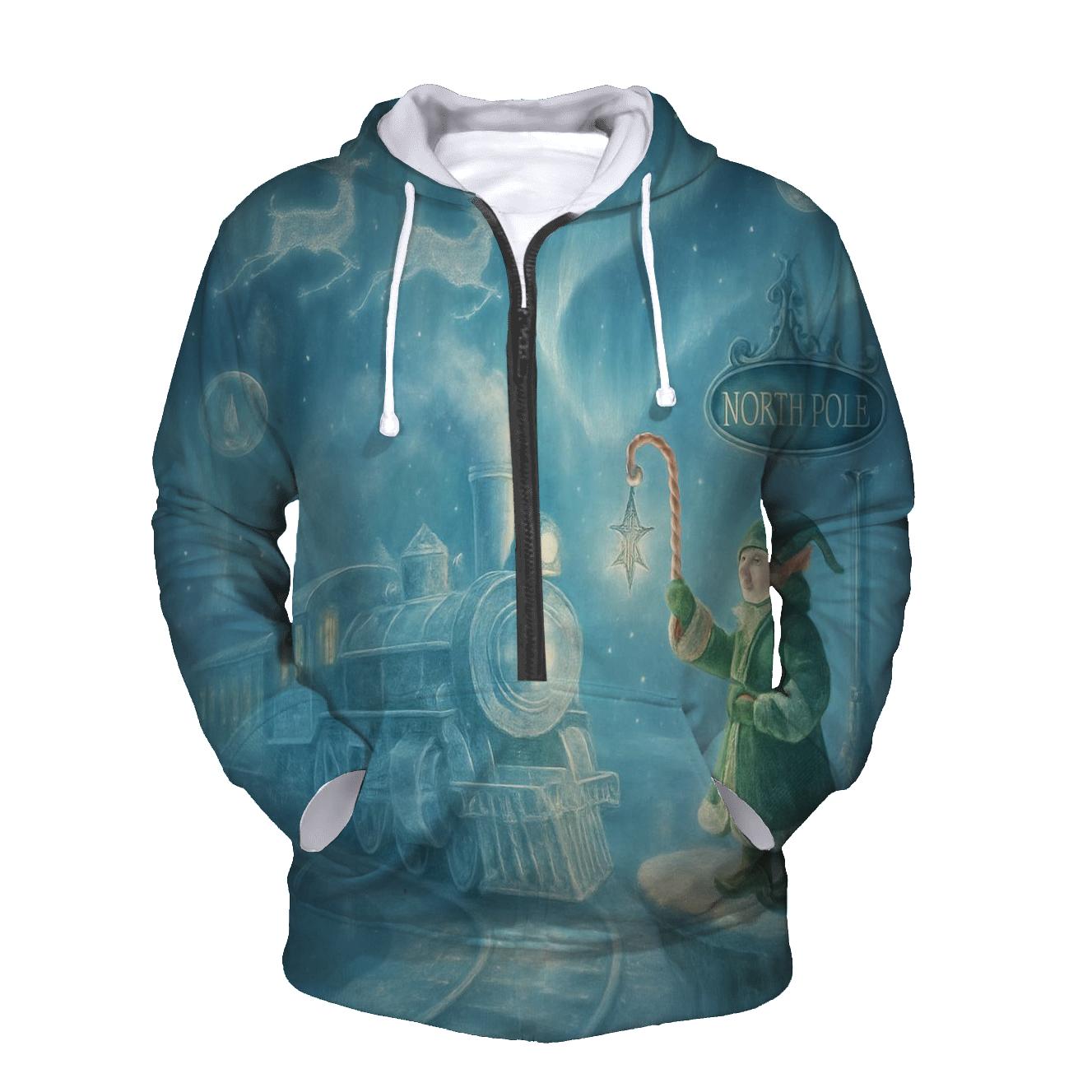 North Pole Aurora Train Platform graphic hoodies