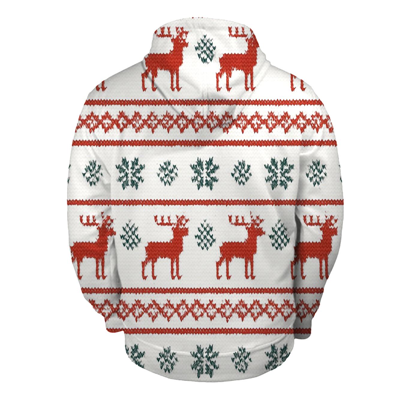 Nordic Reindeer Stripe On Snowfield White hoodie designs