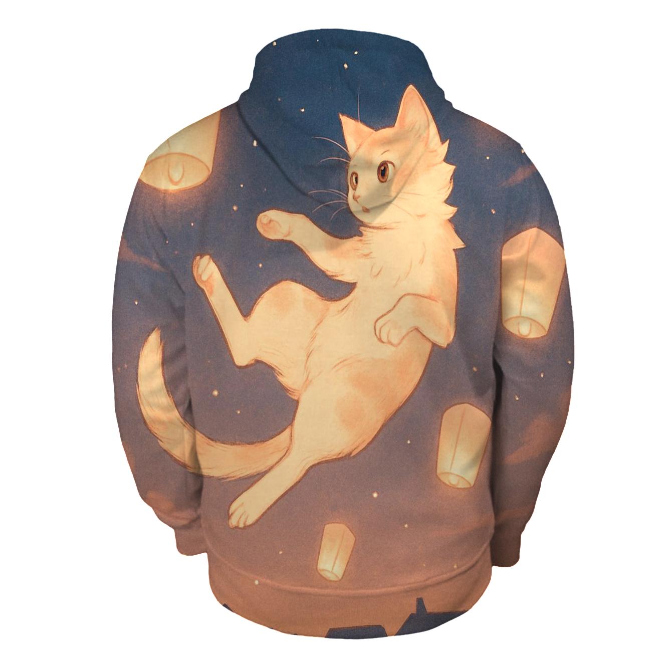 Sky Lantern Acrobat Cat lightweight hoodies