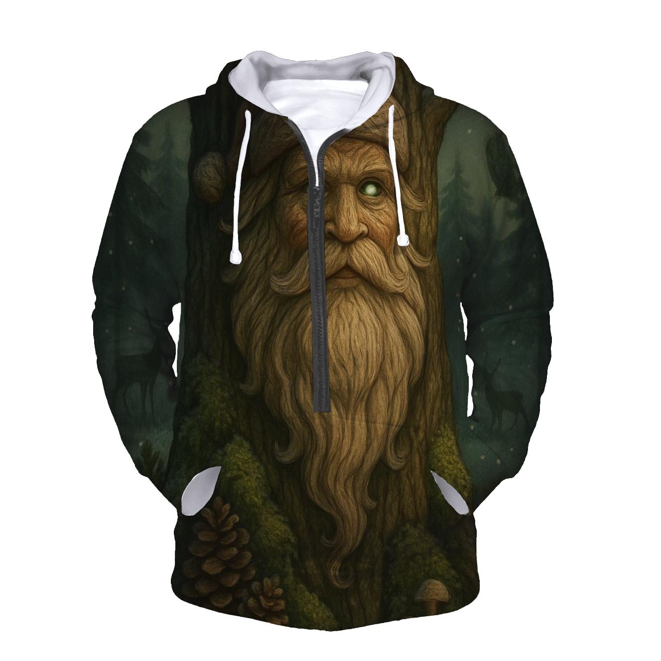 Forest Guardian Woodcarved Santa printed hoodies