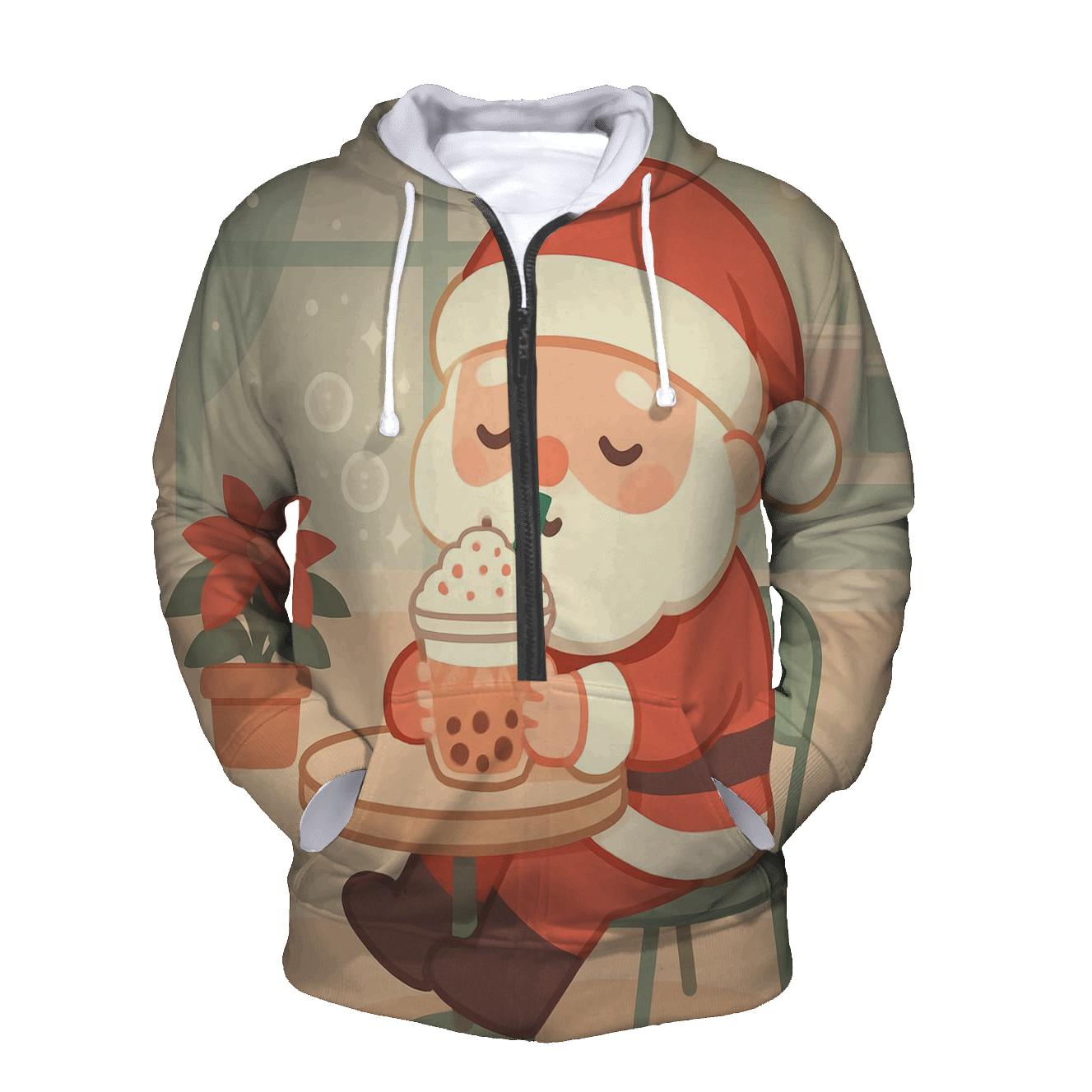 Bubble Tea Santa Chill Time custom hoodies