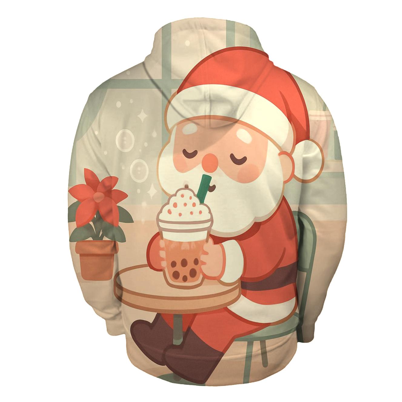Bubble Tea Santa Chill Time custom hoodies