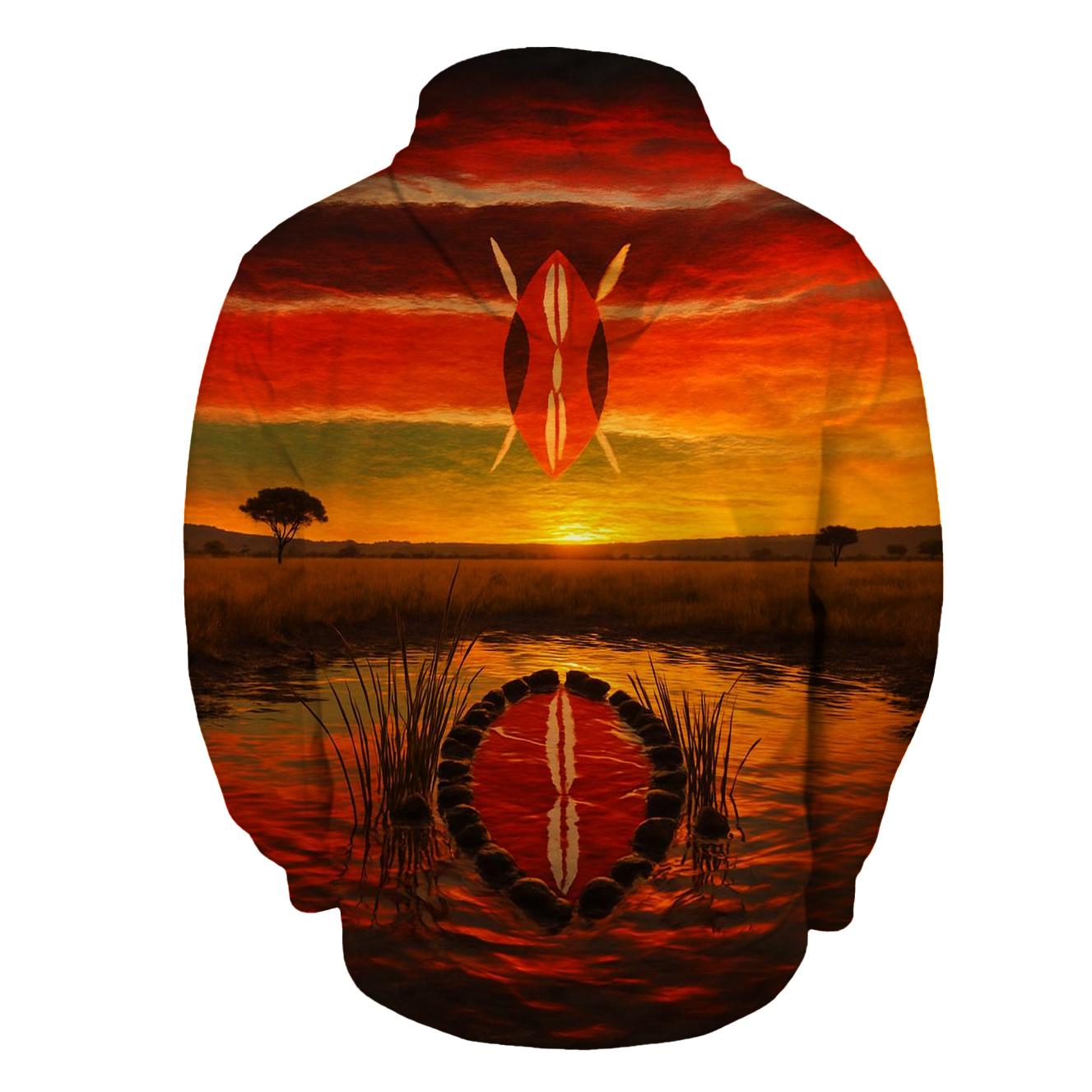 KenyaSavannaShieldReflection embroidered hoodies