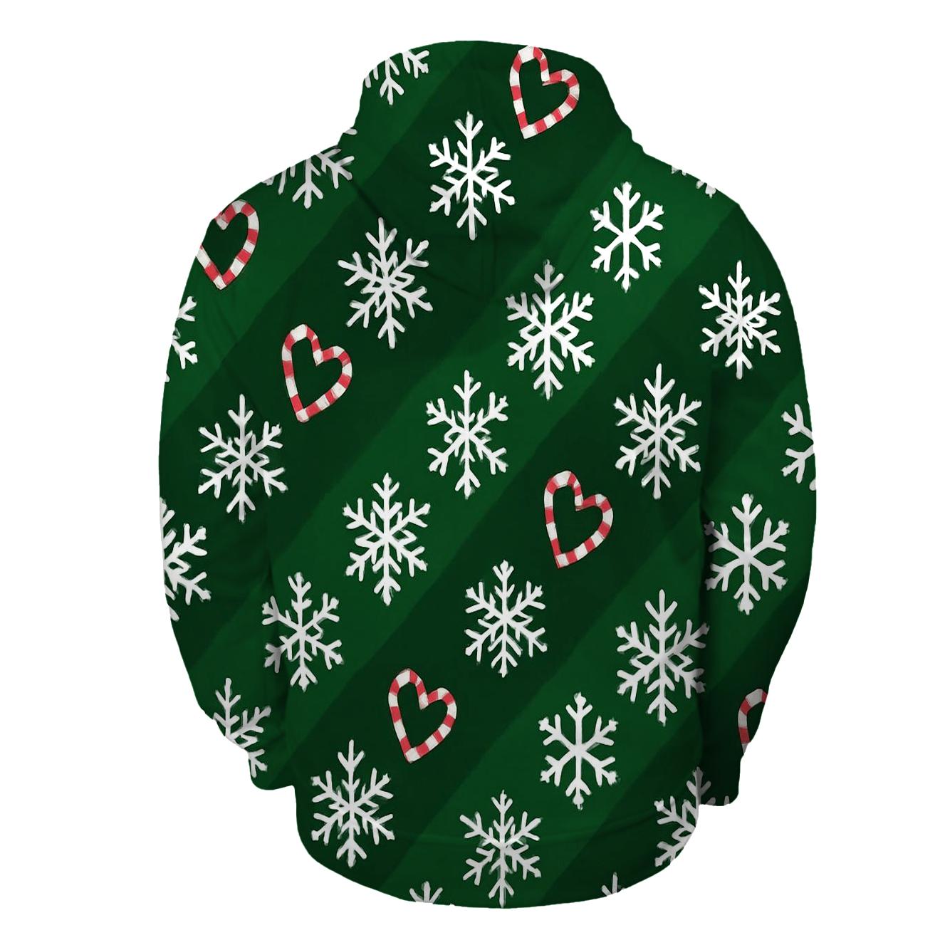Candy Cane Snowflake Diagonal On Forest Green hoodie designs