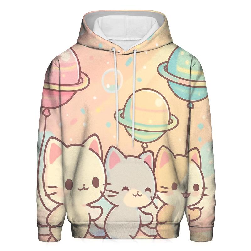 Rainbow Balloon Parade Kittens embroidered hoodies