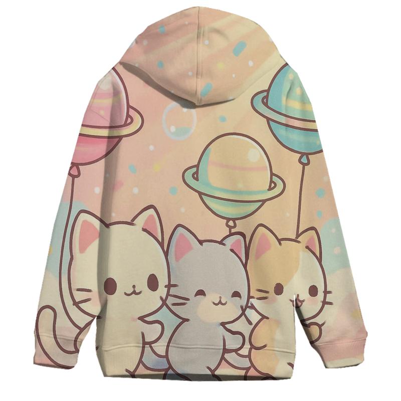 Rainbow Balloon Parade Kittens embroidered hoodies