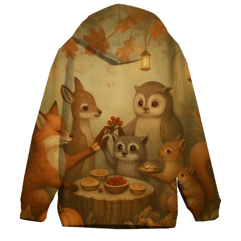 Forest Friends Harvest Circle printed hoodies