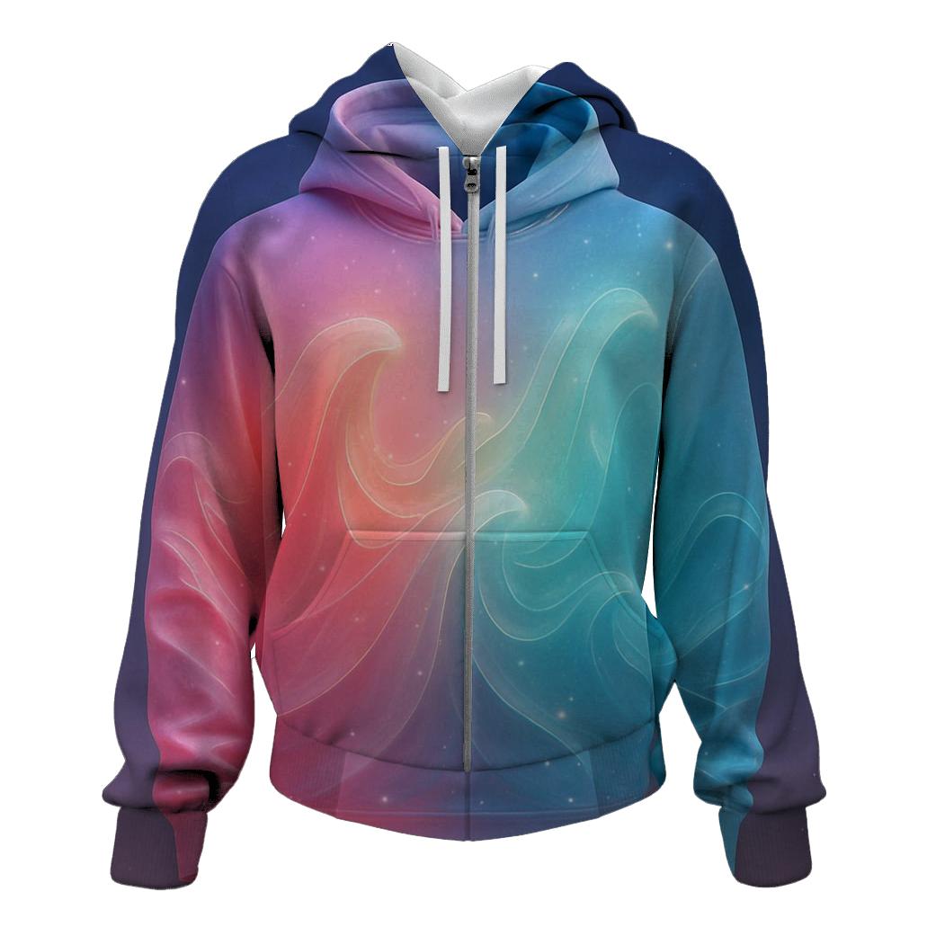 Aurora Tide Gradient Waves premium hoodies