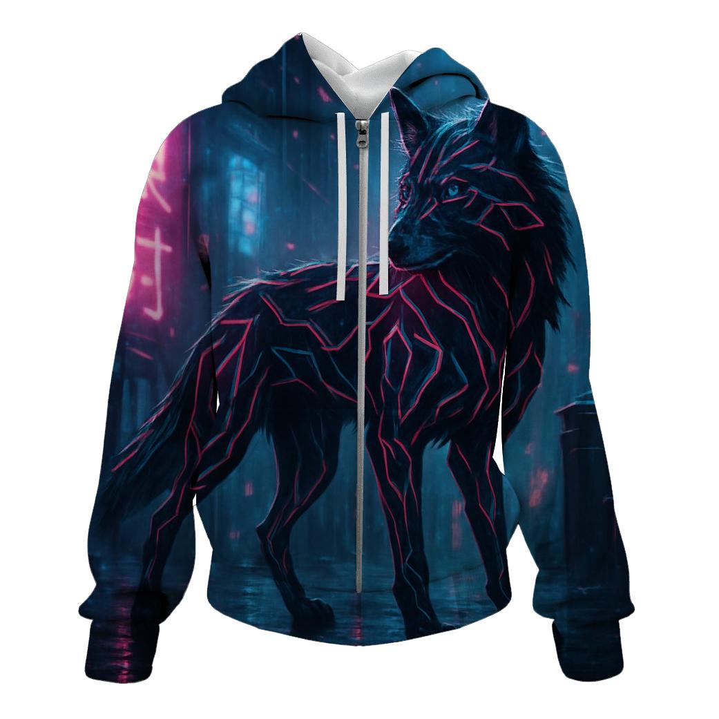 Neon Alley Lone Wolf premium hoodies