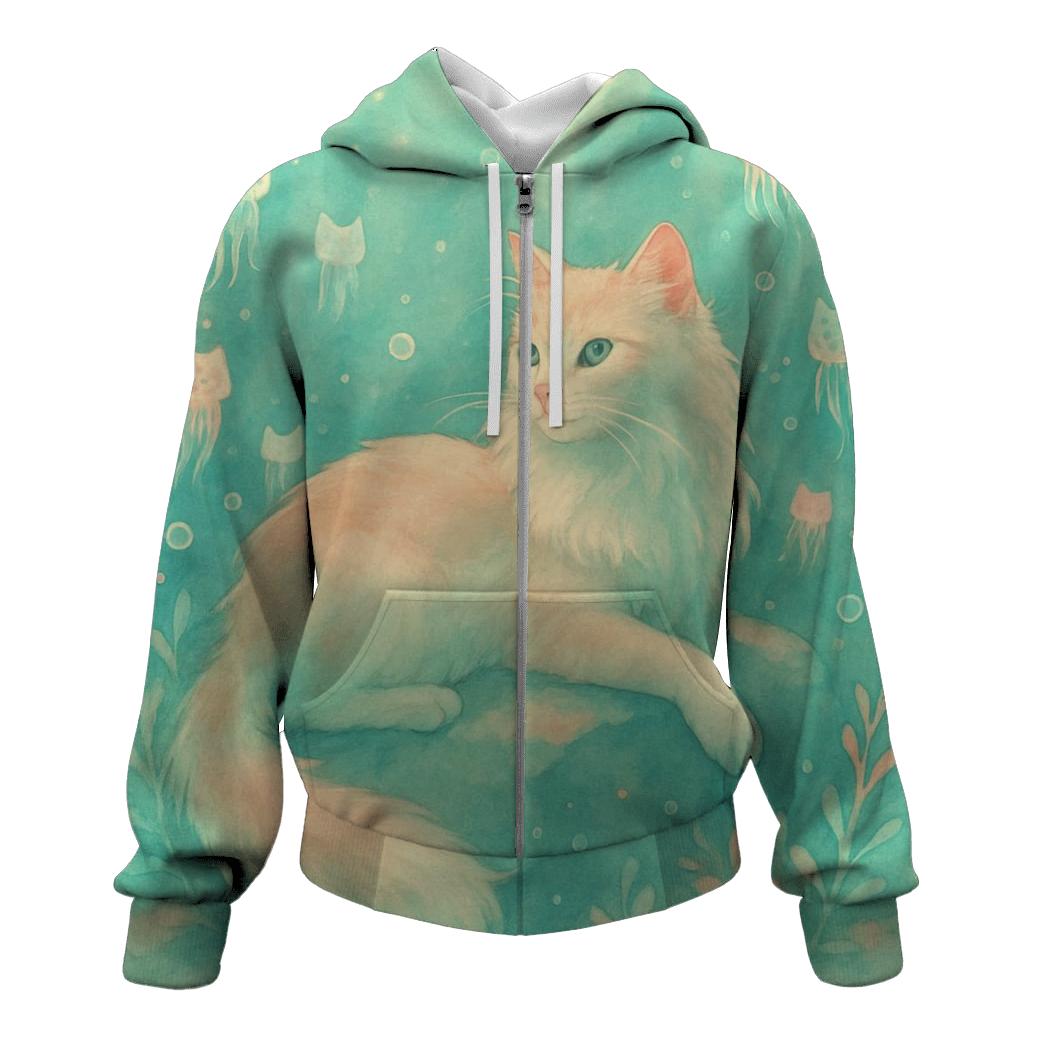 Moonlit Jellyfish Cat Garden heavyweight hoodies
