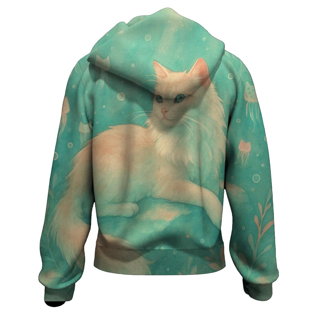 Moonlit Jellyfish Cat Garden heavyweight hoodies