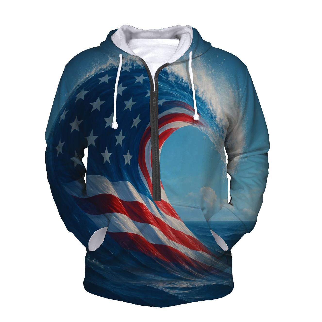 Ocean Wave Ribbon Flag graphic hoodies