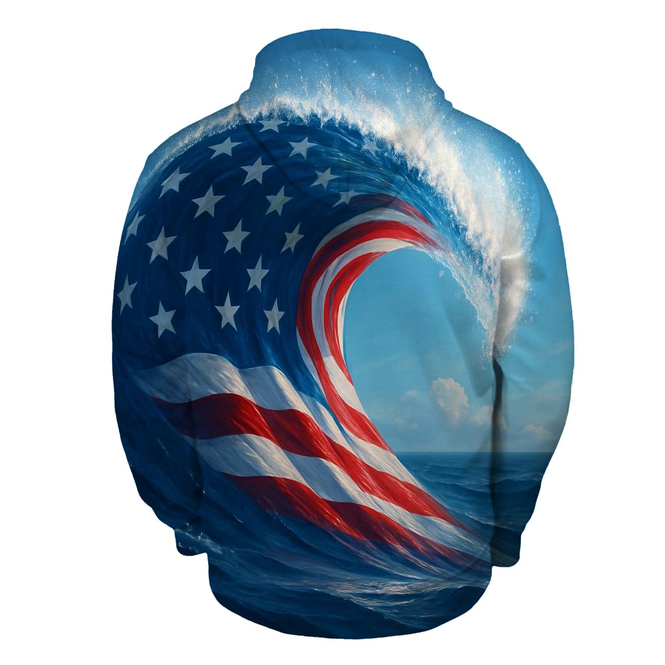 Ocean Wave Ribbon Flag graphic hoodies