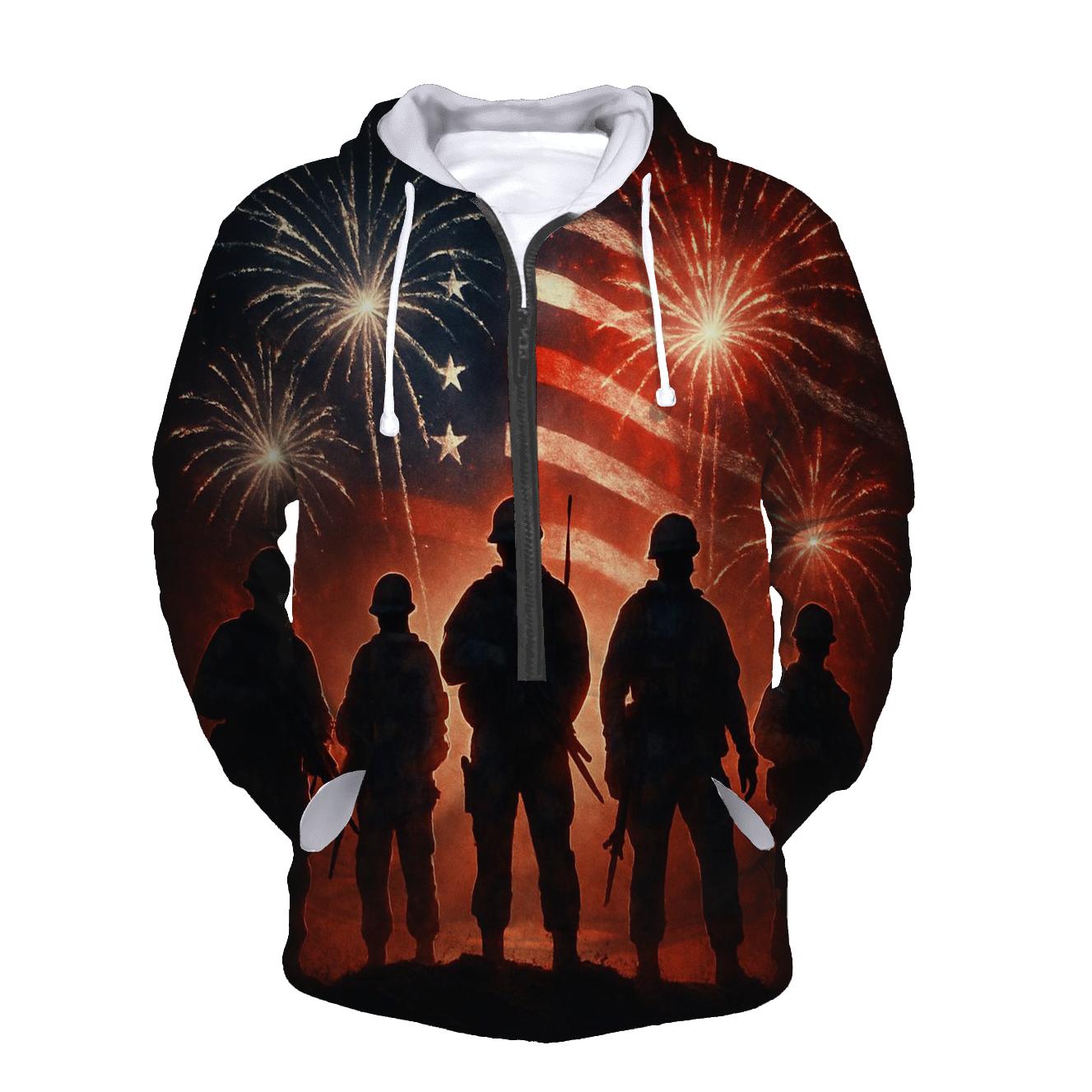 Fireworks Skyline Battle Honor embroidered hoodies