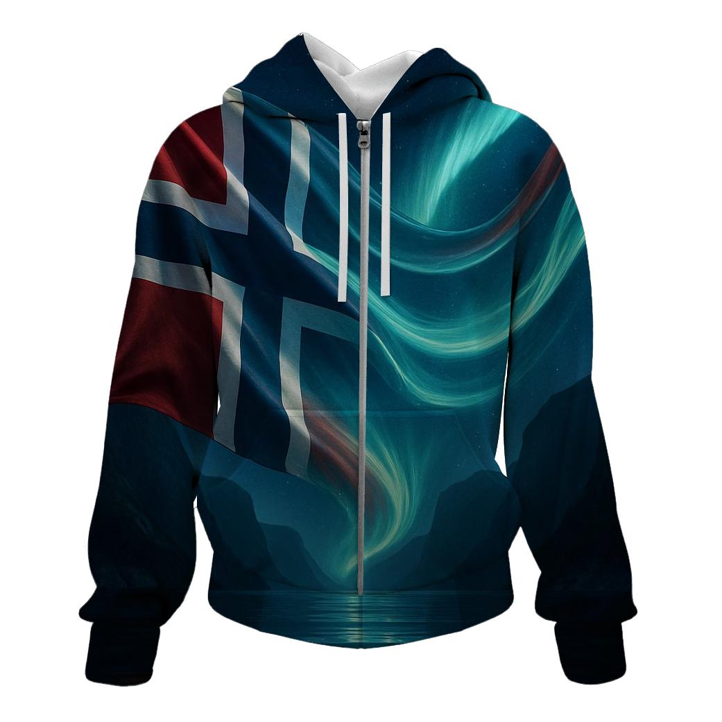 AuroraCrossNorwayFjord graphic hoodies