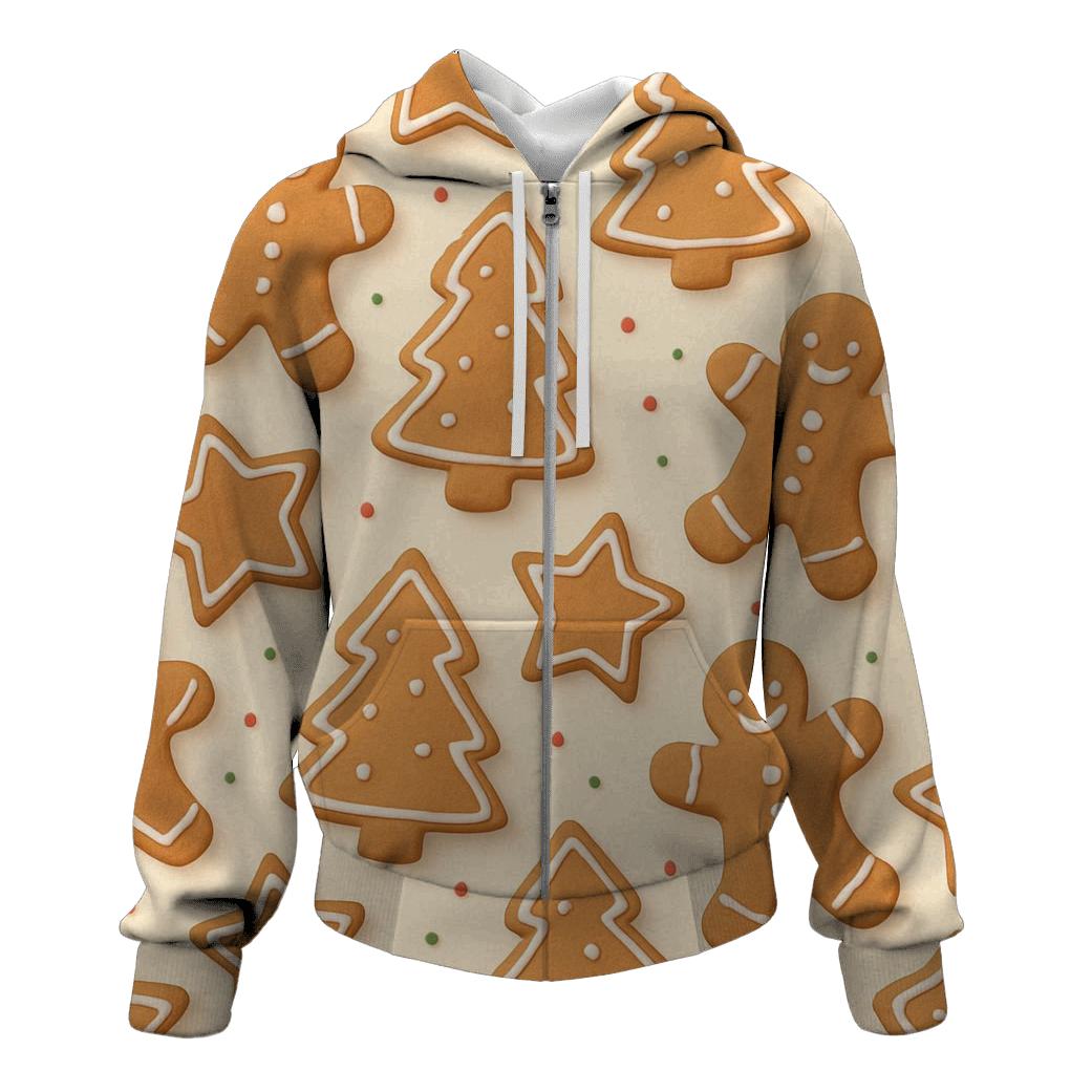 Gingerbread Cookie Scatter On Warm Cream hoodie styles